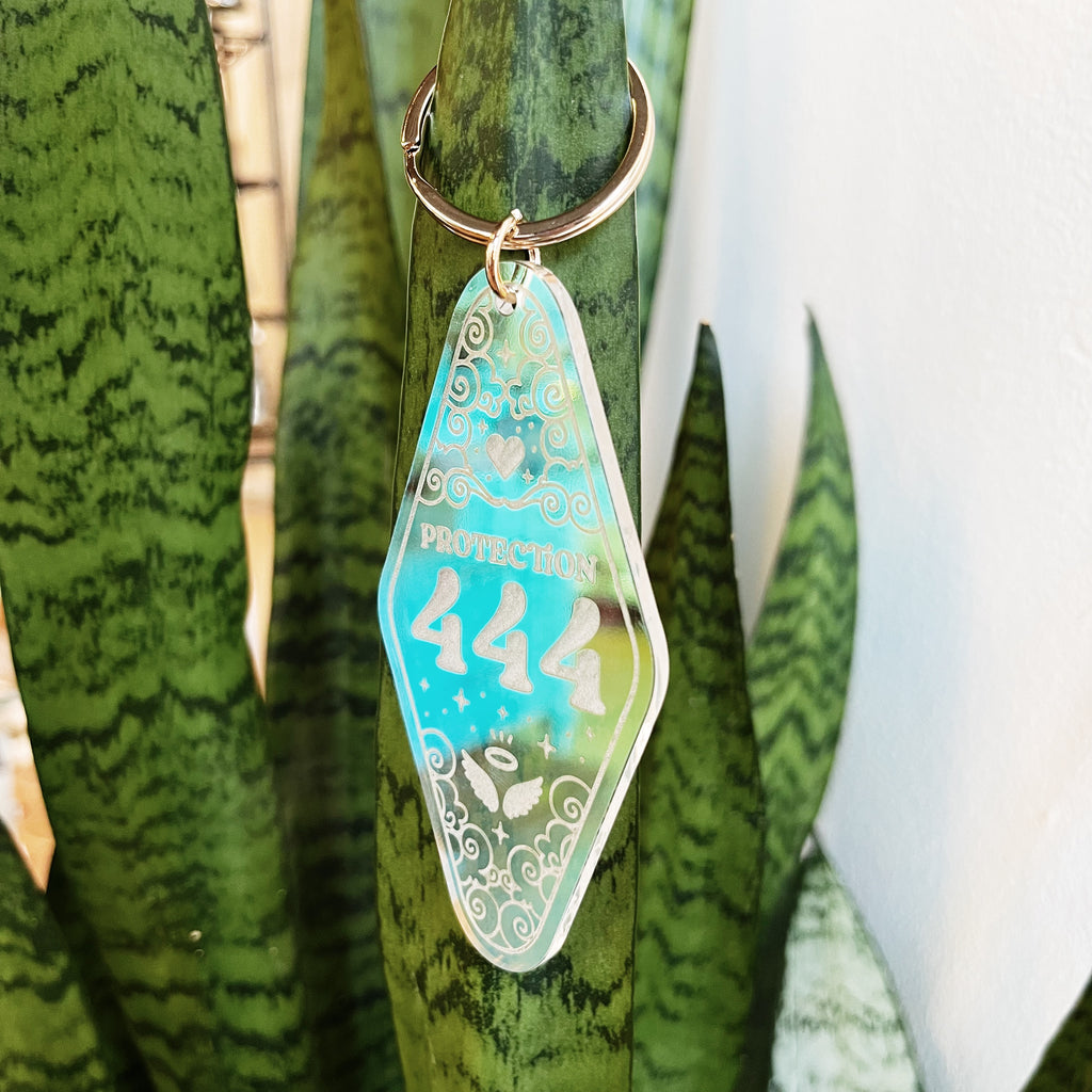 Iridescent motel keychain