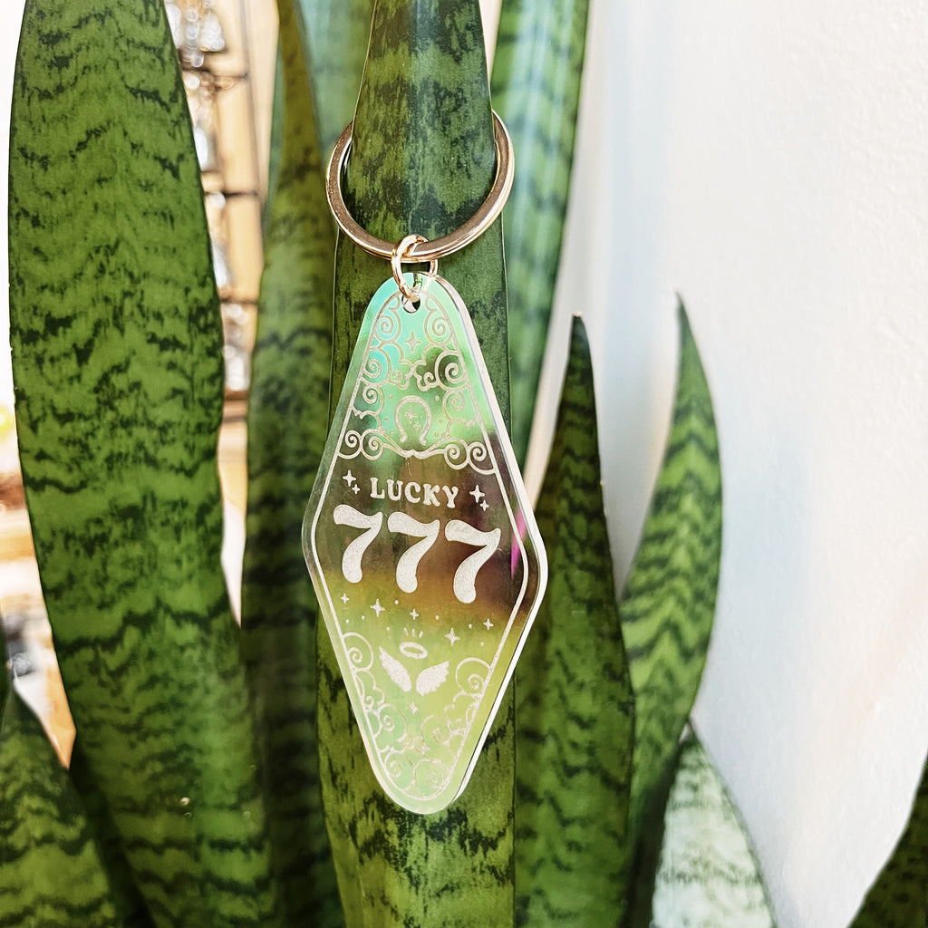 Iridescent motel keychain