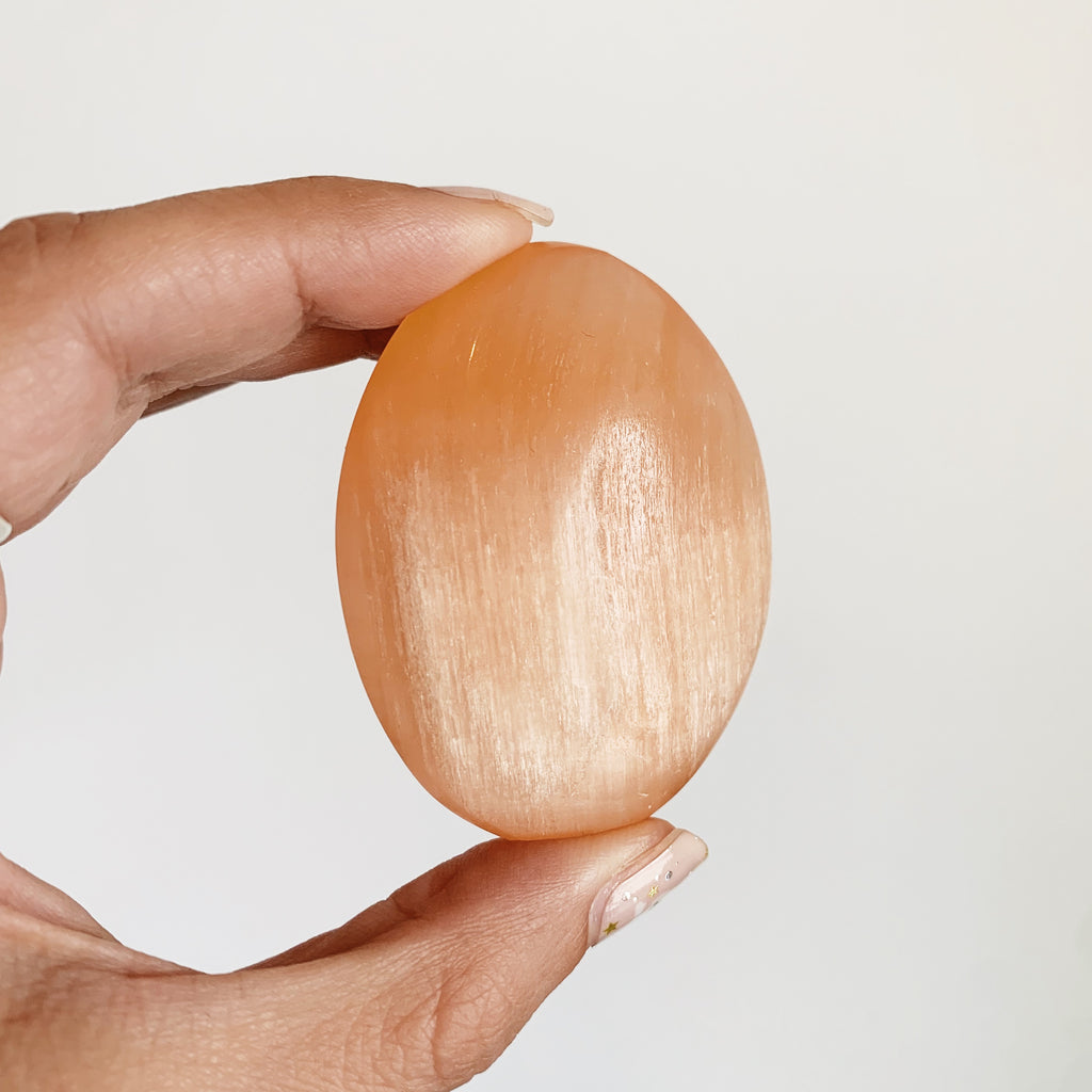 Orange Selenite Palm Stone
