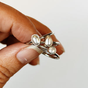 Small silver and pearl ring