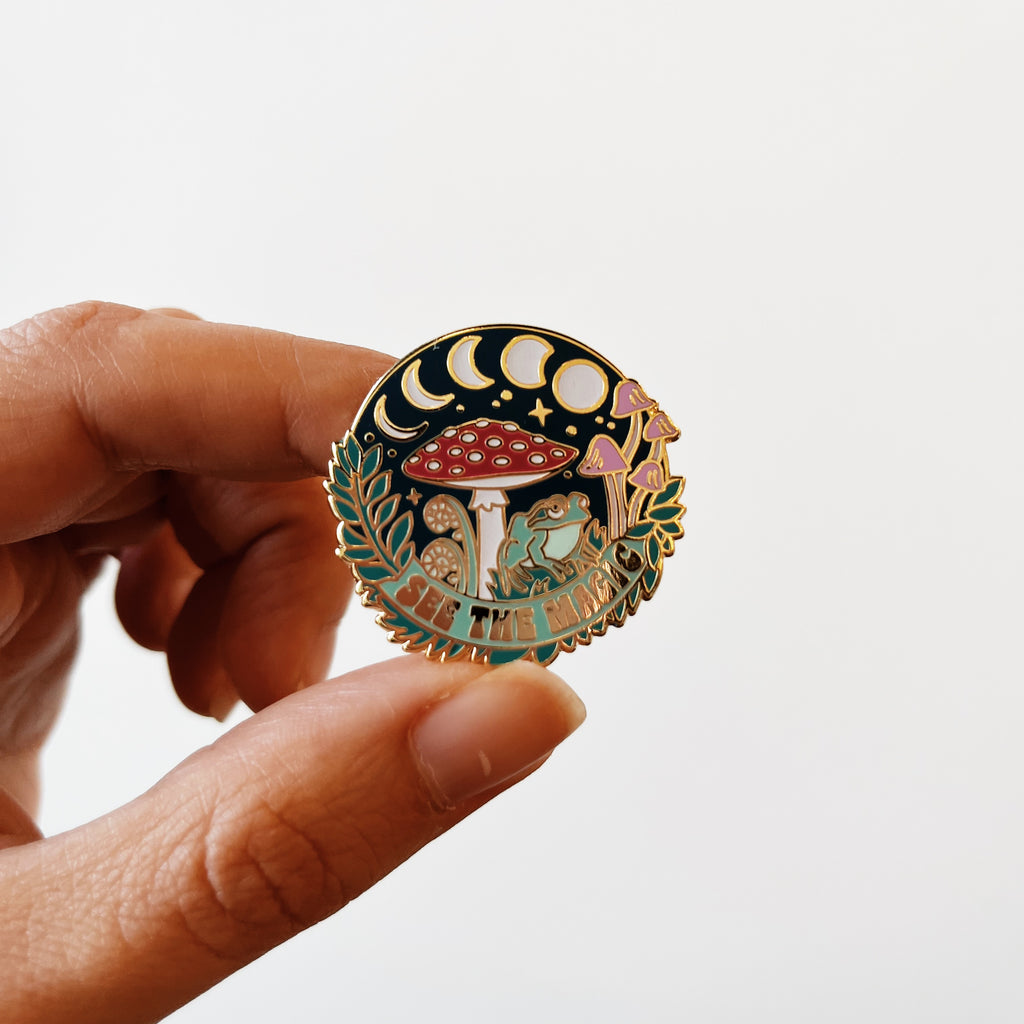 Glow in the dark botanical enamel pin