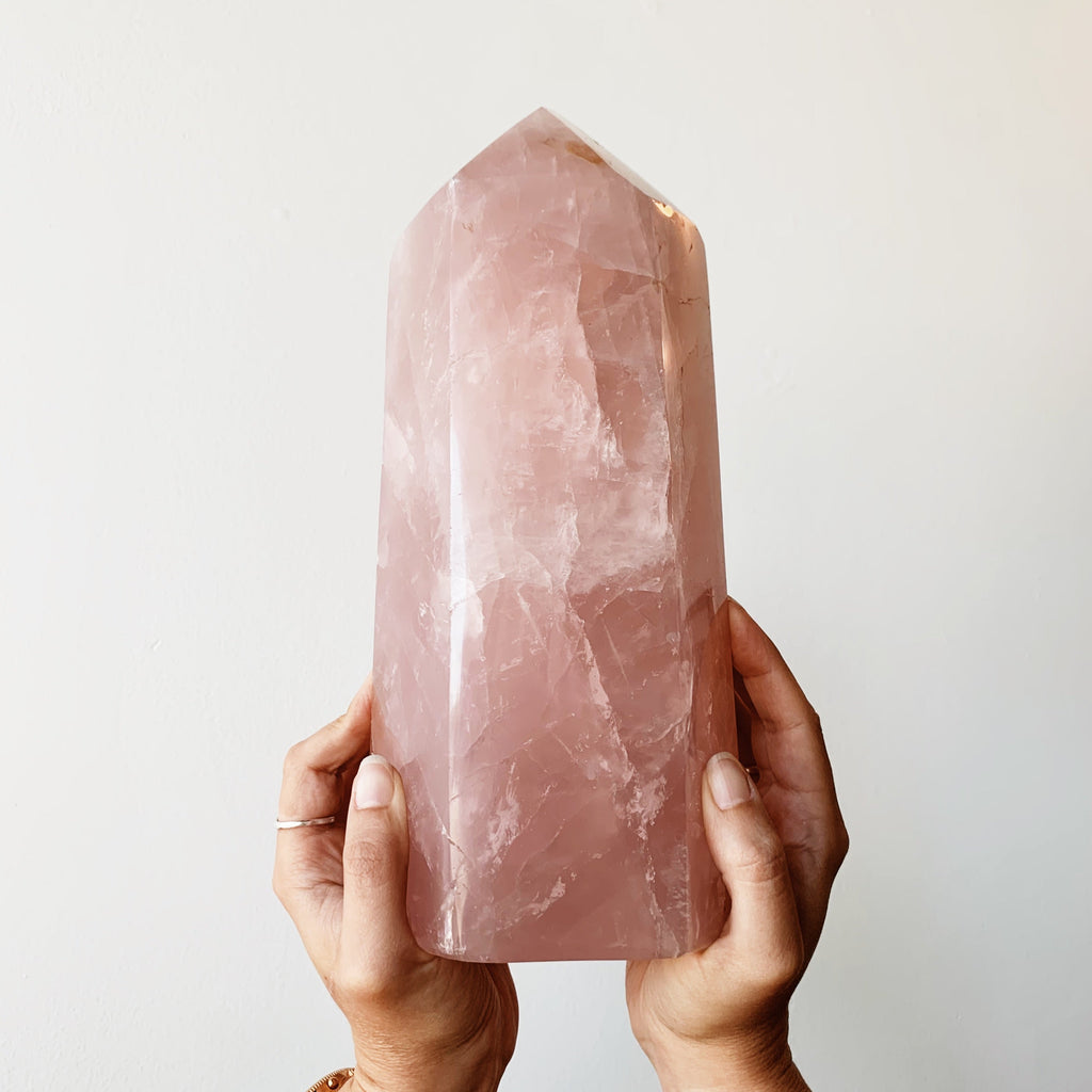 Large Rose Quartz tower