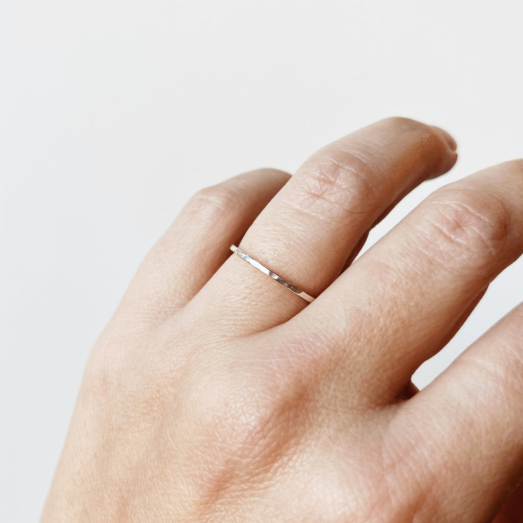 Sterling silver ring with hammered finish