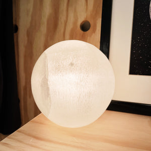 Selenite Sphere lamp