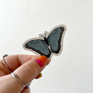 Clear common blue morpho butterfly sticker