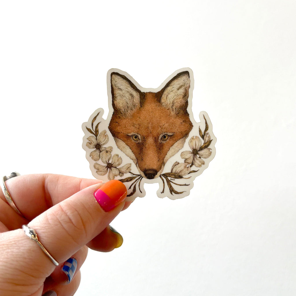 Fox and Dogwoods Sticker