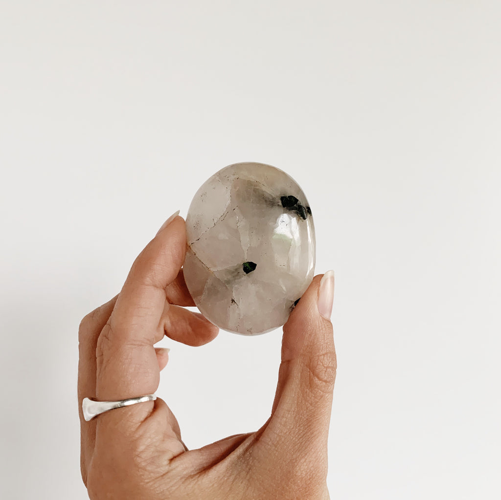 Tourmalinated Quartz palm stone