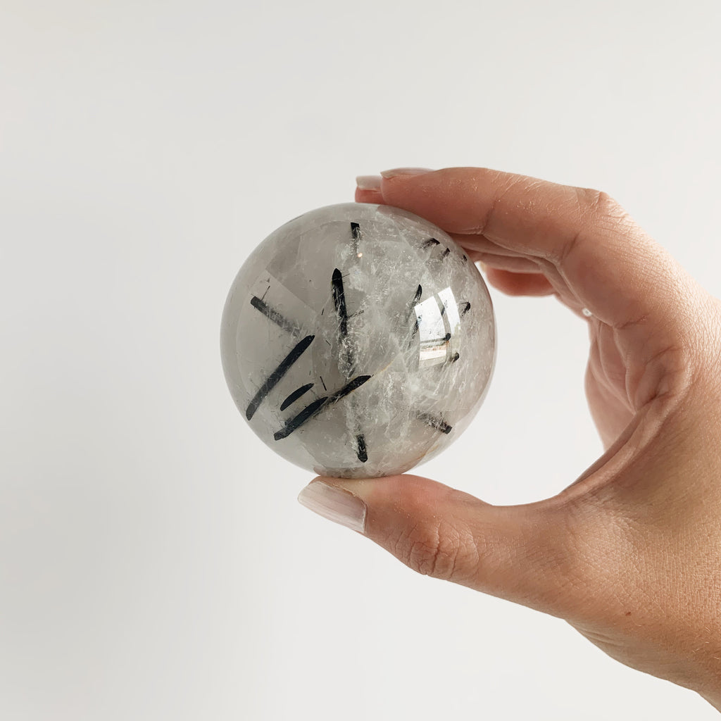 Tourmalinated Quartz Sphere