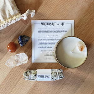 Writer's Ritual Kit with Crystals, Candle, and Sage